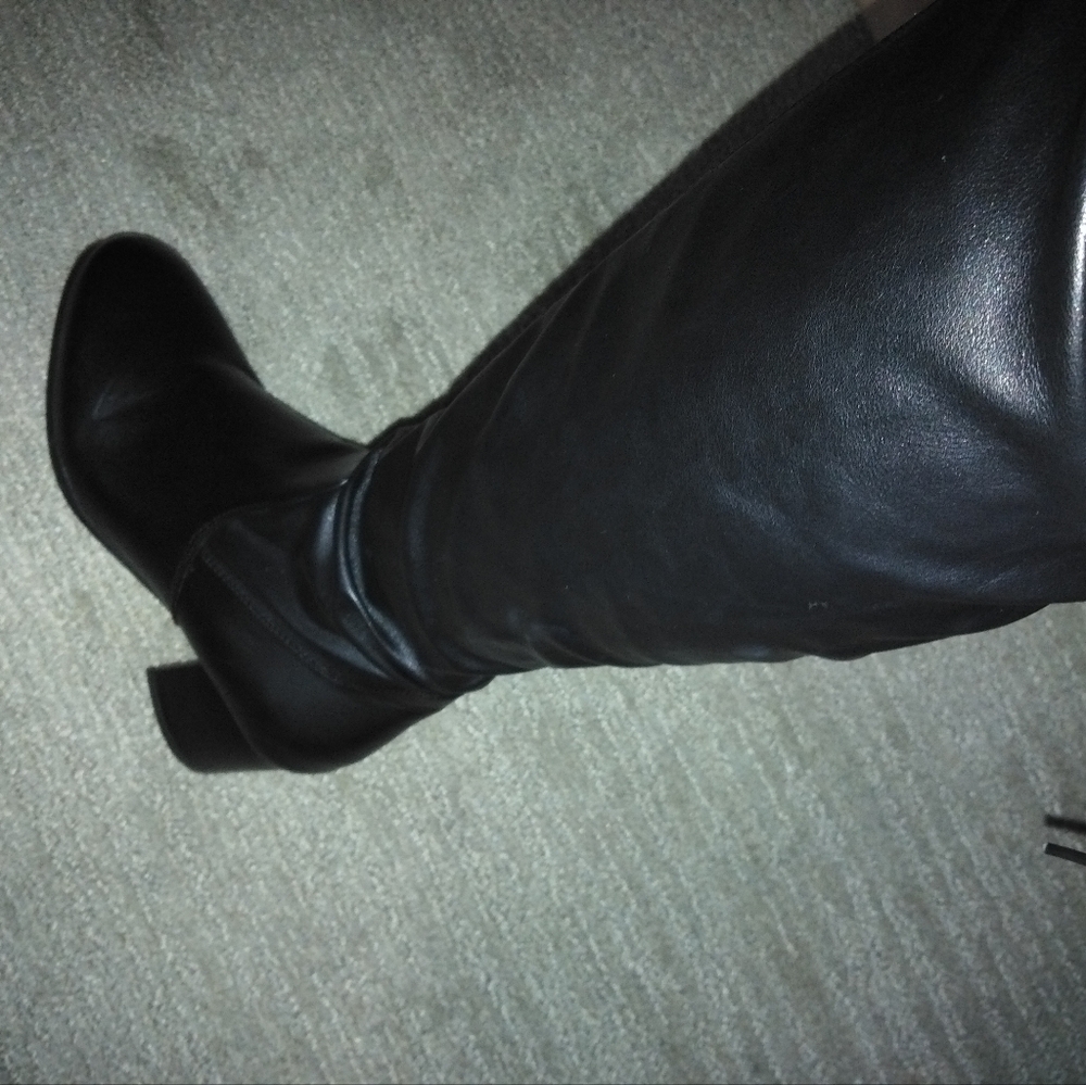 Black Leather Knee-High Boots
